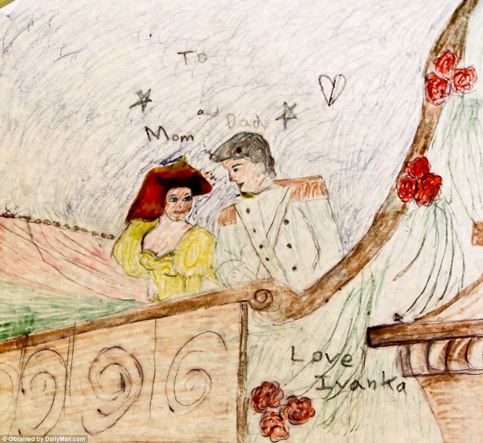 Ivanka's drawing for her parents: Donald as Prince Charming - and her mother Ivana as his princess