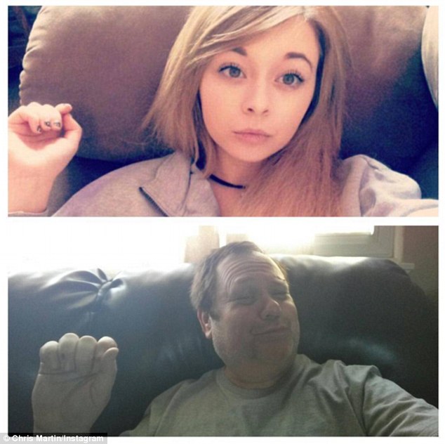 Duck face: Chris is a comedian and podcaster and has been trolling his daughter with the photos for months now