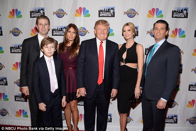 Donald Trump has reportedly considered spending much of his time at Trump Tower. Pictured, center, with Melania, Barron, and his three adult children Eric, Ivanka and Donald Trump Jr