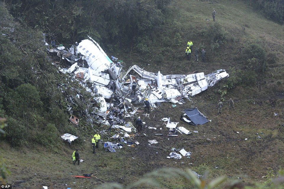 Daylight revealed the wreckage of the plane carrying the Brazilian first division team 