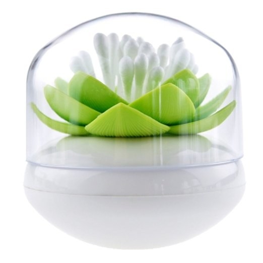 This lotus-shaped Q-tip container so you can pretend to get ready in a garden.