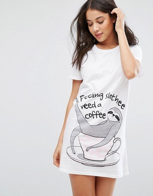 A nightshirt that knows when you're feeling slothee, you need a coffee (or two).