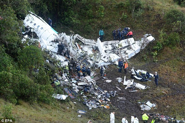 Mr Tumiri revealed how passengers got up and started screaming as the CP-2933 plane began to plummet into a mountainside after suffering electrical failure. Pictured: Rescuers pouring through the wreckage