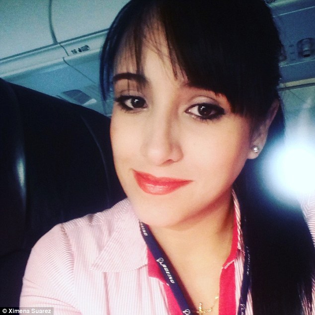 Stewardess Ximena Suarez, pictured, who also survived the crash, told a government official the lights went off as the jet started to go down
