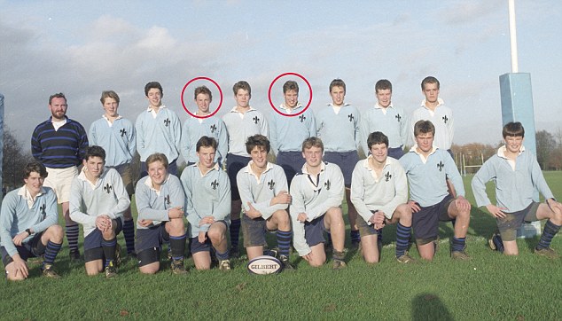 A strong back row: Eddie Redmayne and Prince William (both circled) were stalwarts of the same rugby team at Eton in 1997