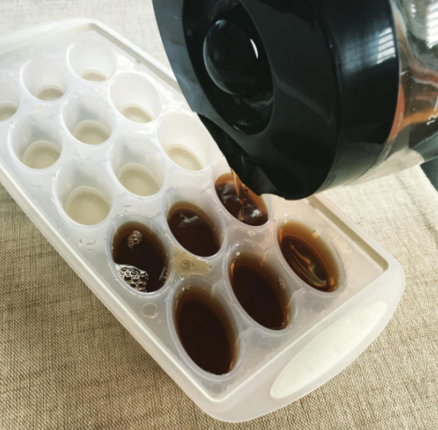 This mom who makes coffee ice cubes for her iced coffee so it never gets watered down.