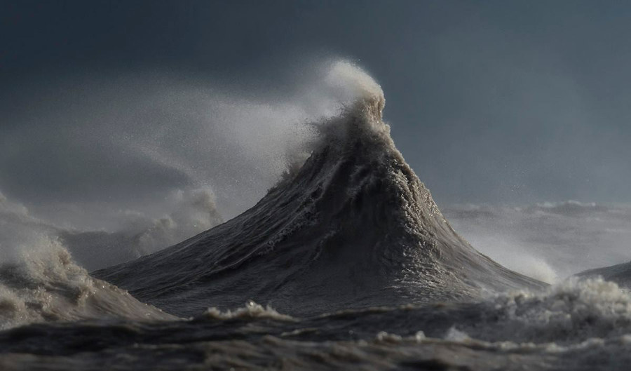 "The wave [in this photo] looks sort of like a mountain. I've already had it printed up for my own wall at home. These waves move so fast. It’s insane how fast they form, and then from the time that they form to that nice peak to exploding, it’s a mere second."