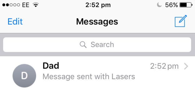 But to top it all off, dads can send messages WITH LASERS: