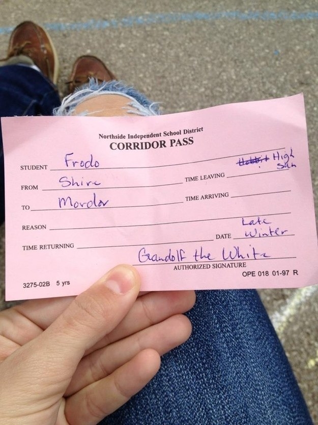 The teacher who gave out the best hall pass ever: