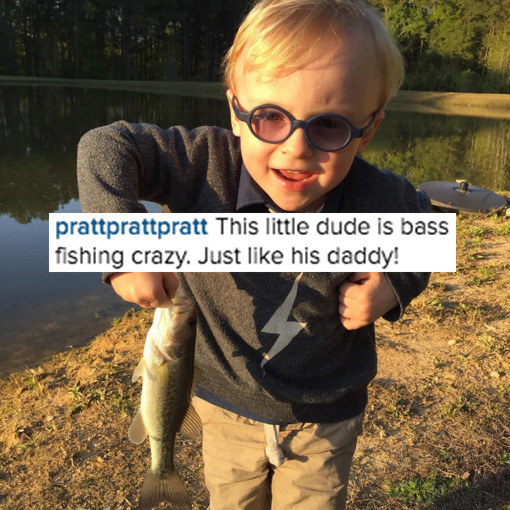 Chris also kept it up with the dad goals this year, like when he taught Jack how to fish.