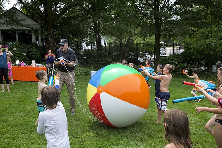 June 4, 2016: “The Vice President chases children and members of the press with a super soaker during the 2016 Biden Beach Boardwalk Bash held at the Naval Observatory Residence in Washington, D.C.”