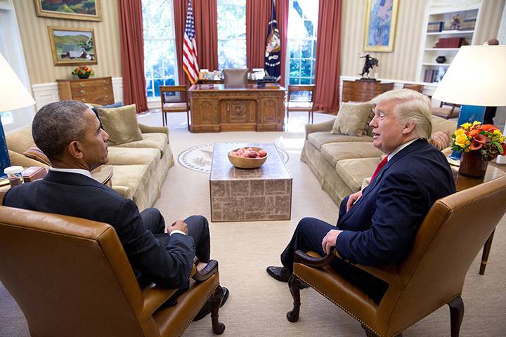 Nov. 10, 2016: “Two days after the election, the President meets with President-elect Donald Trump.”