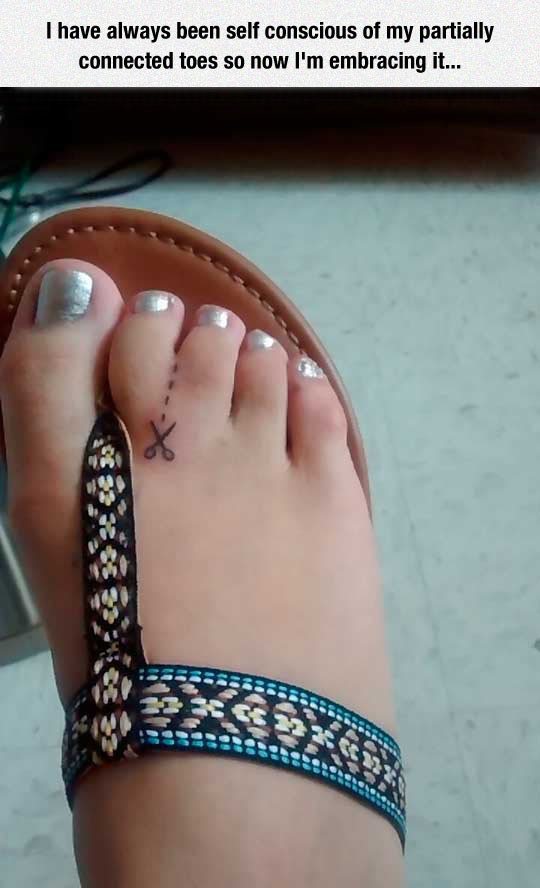 The most clever toe tattoo out there: