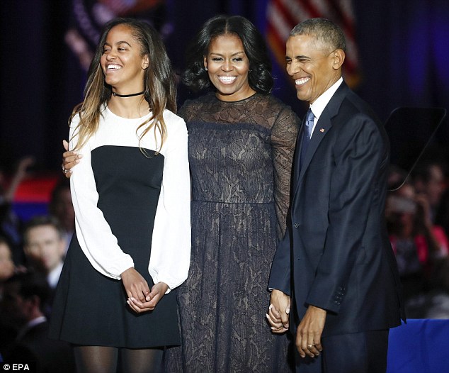 The Obamas were all smiles on stage after the president finished his speech. Viewers questioned why 15-year-old Sasha Obama was missing and the #wheressasha started tending