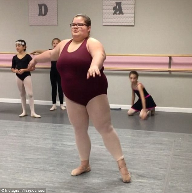 Viral star: Lizzy Howell, 15, from Milford, Delaware, shared a video of herself practicing a series of fouetté turns, and the clip has been viewed more than 75,000 times