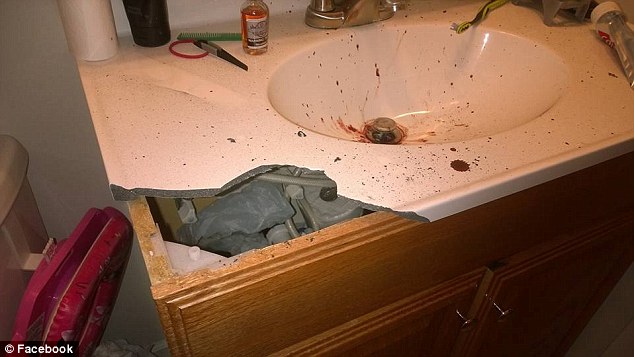 The blast from the explosion was so damaging it caused Mr Hall's bathroom sink to shatter 