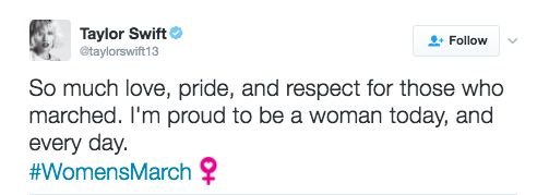 Swift was conspicuously absent, sending her support via this tweet: