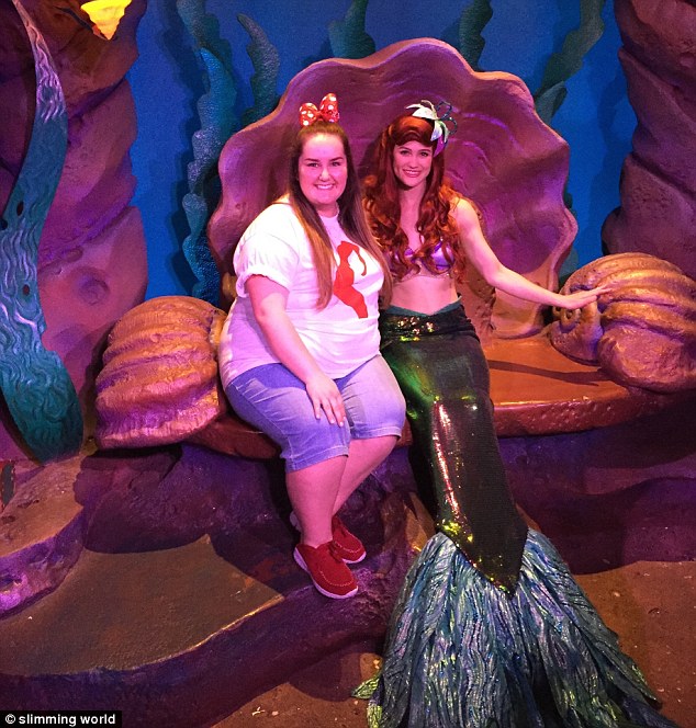 A size 26 Jennifer said it was this photo of her with Little Mermaid – her favourite Disney character - that made her gasp. 'I saw myself in a whole new light – I looked so unhealthy that I cried, wondering how and why I had done that to myself,' she said