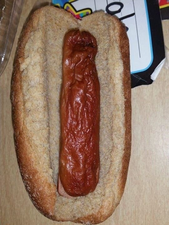 This hot dog that's way too flat:
