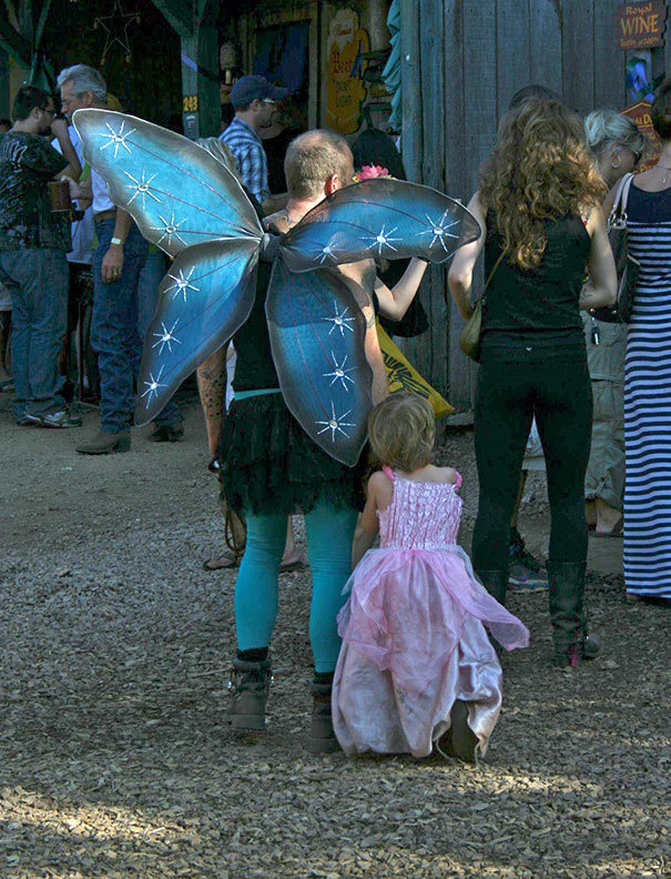 A single father and his daughter spotted at the Renaissance Festival. 