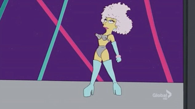 Getting ready to rock: The cartoon Gaga was also wearing very sexy knee-high boots just like the ones she actually wore