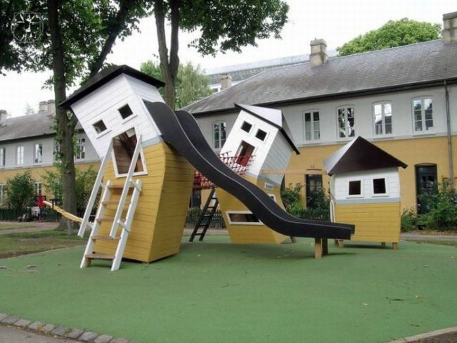 Or climb into these houses' mouths! Are we playing or practicing for an earthquake?