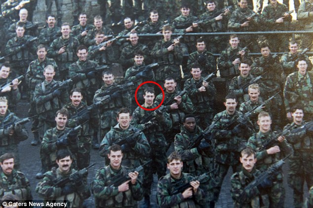 Mr Mitchell (circled, in Croatia) served in the Army for 29 years, completing several tours of the Middle East, including Iraq and Afghanistan, before moving into administration