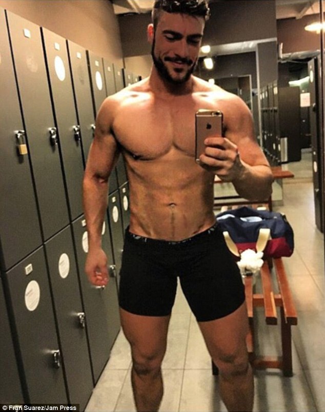 Fitness fanatic: The part-time model and dancer keeps himself looking good with regular trips to the gym. Fortunately for followers, he is also happy to document his changing room regime
