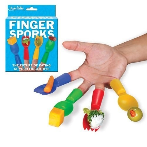This set of finger sporks for an eating challenge.