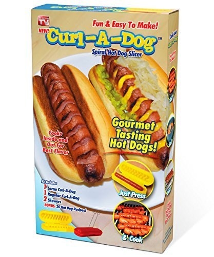 This hot dog curler to spiral-up anything sausage shaped.