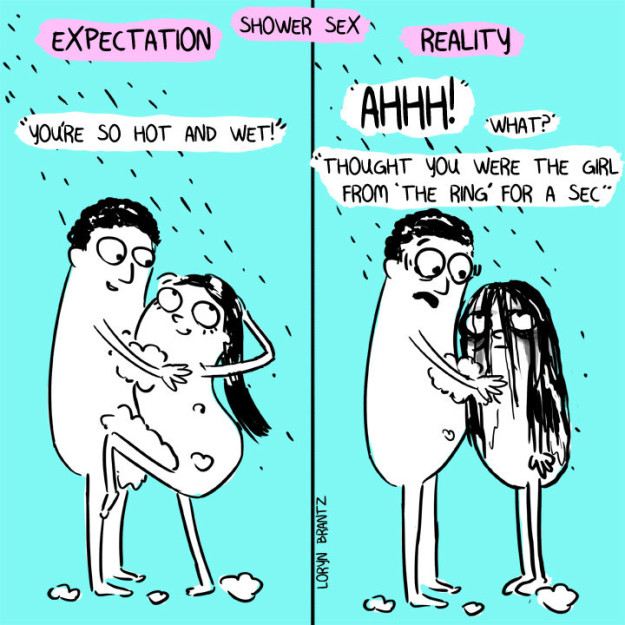 Taking a shower together might not be as sexy as you imagine.