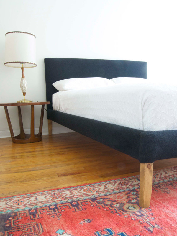Turn your Fjellse into something you can actually pronounce: an upholstered bed frame.