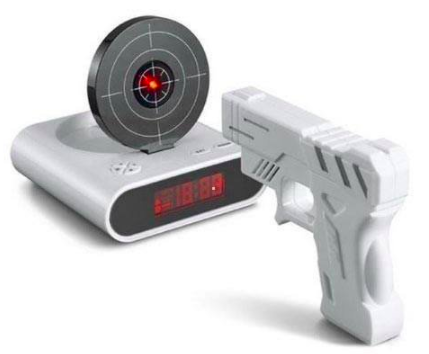 Wake up to the sound of the most extra alarm clock in existence, because you know what they say: Simulated gunfire is the perfect start to any day!