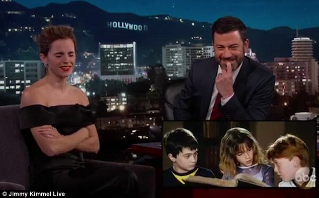 Red-faced: Emma Watson's embarrassing childhood habit came back to haunt her on Monday night when she appeared on Jimmy Kimmel Live!
