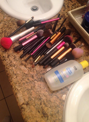 Not washing your makeup brushes for ages – like, months.