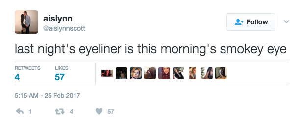 Not washing your face properly so you can wear the same eyeliner the next day.