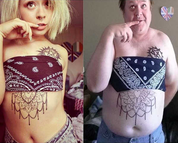 The dad who went ALL OUT when re-enacting his daughter's selfie: