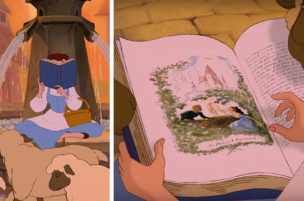 The illustration in the book Belle reads at the fountain looks a LOT like Beauty and the Beast itself. And the caption? It translates to "Prince Charming."