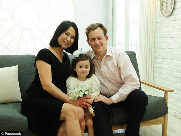 Robert Kelly and his wife Jung-a Kim and daughter Marion - who started the interruption which created a viral sensation. Many people mistook Mr Kelly's wife for his children's nanny 