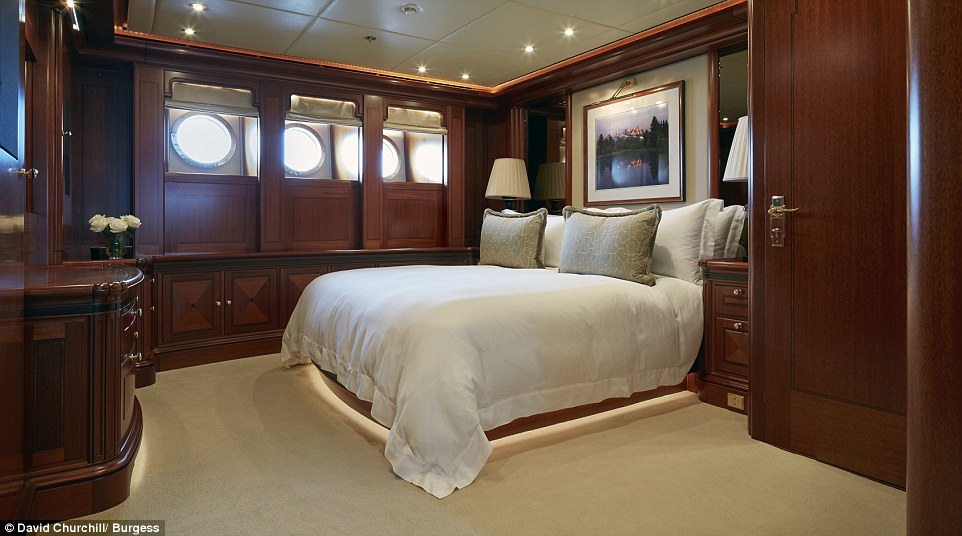 The vessel sleeps 10 people in five cabins  - the master suite comes complete with a walk-in wardrobe