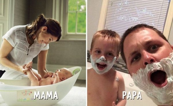 moms versus dads mothers fathers funny differences 4 Proof that moms and dads have far different views on how to raise their children (25 Photos)