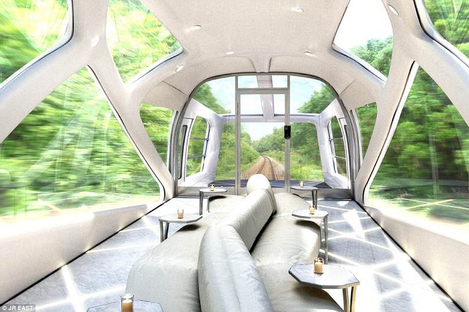 Train Suite Shiki-Shima will snake through the east of the country offering one, two, or three-night itineraries packed with excursions to take in the region’s unique culture, crafts and gastronomy. The train's 10 carriages include two futuristic looking observatory cars (above), a fine dining restaurant, a shared lounge and three uniquely designed private suites
