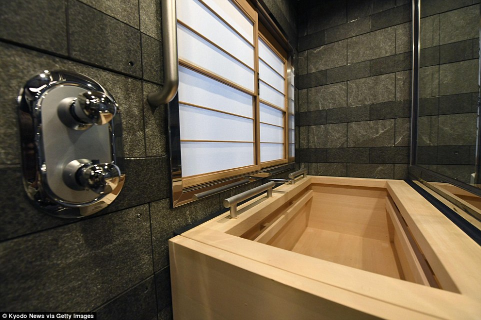 Ultimate luxury: The exclusive shiki-shima suite even features a traditional rectangular Japanese bath tub