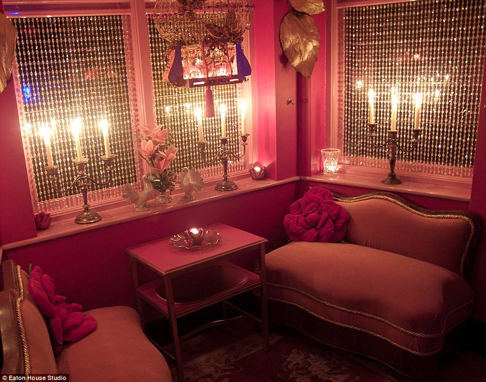 This 13-room mansion in Tiptree, in the Essex countryside, is painted pink and gold, with fairy lights in every window