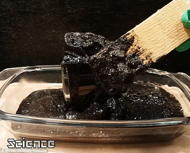 The disgusting dark mass soon grows in a hard substance, resembling something like road tar