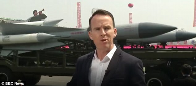 As a BBC journalist delivered a piece to camera, the procession of dodgy-looking missiles went by behind him