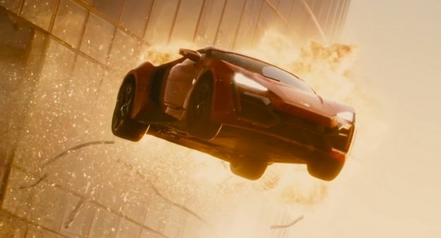 Lykan Hypersport jumping from a building