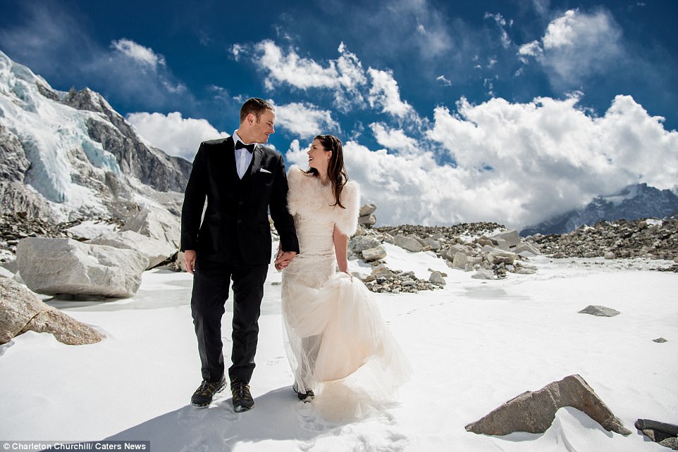 Unforgettable: The couple were snapped by specialist adventure wedding photographer Charleton Churchill