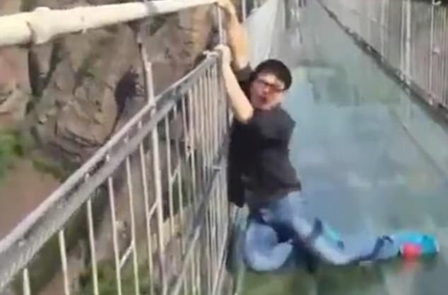 In recent years, glass-bottomed walkways have become popular for Chinese thrill-seekers (but not this particular visitor)