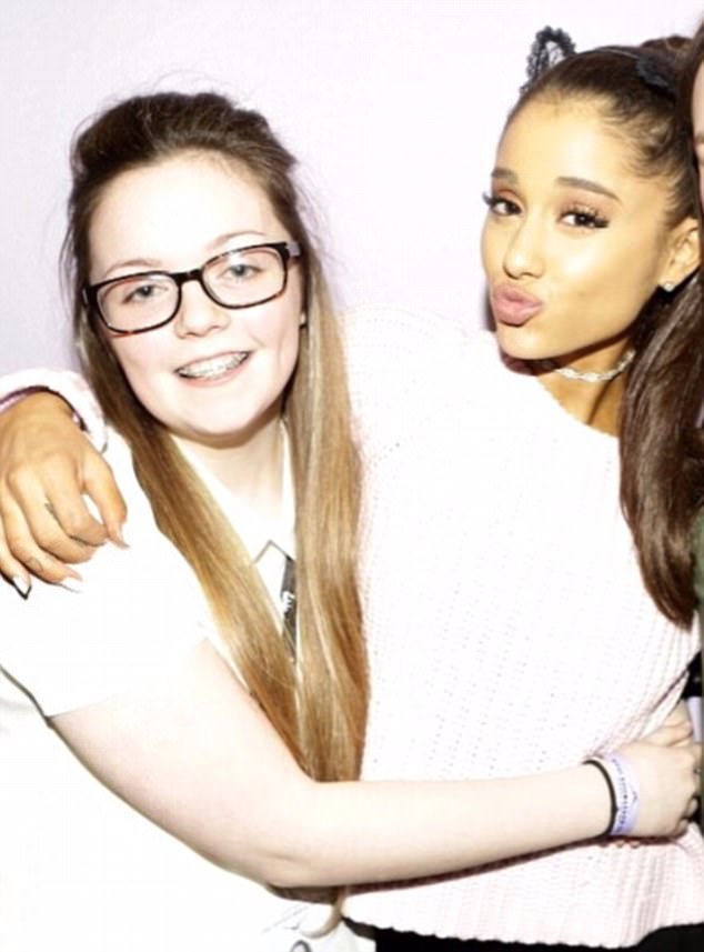 Georgina Callander with Ariana Grande at a previous Meet and Greet event after The Honeymoon Tour in 2015. Callander was the first victim named after the attack